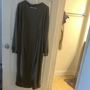 Olive dress & cardigan set